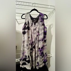 Worthington Sleeveless Gray and Purple Tunic Dress with Pleats